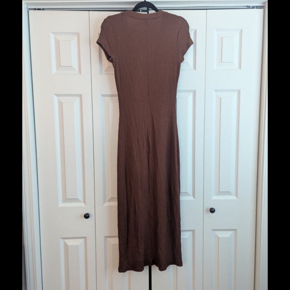 Reformation Brown V-Neck Sheath Midi Dress - Picture 4 of 5